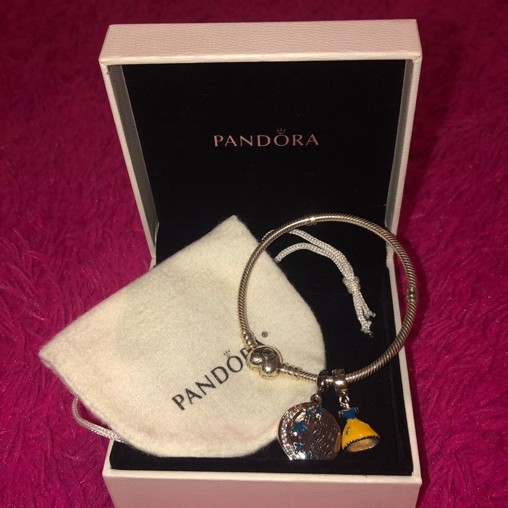 Authentic Pandora bracelet with 2 charms!!!